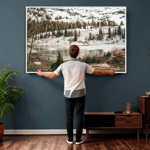 Snowy Mountain Landscape Wall Art Canvas Print, Alpine Pine