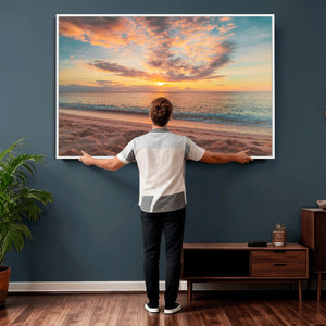 Sunset Beach Wall Art Canvas Print – Soft Coastal