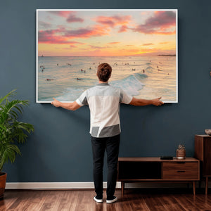 Sunset Beach Wall Art Canvas Print – Soft Coastal
