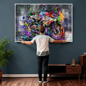 Graffiti Motorcycle Wall Art Canvas Print, Urban Street Art