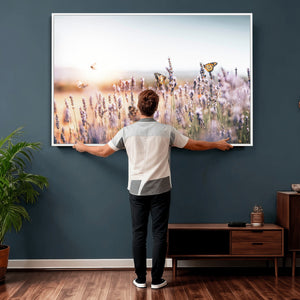 Lavender Field Wall Art Canvas Print, Butterfly Floral