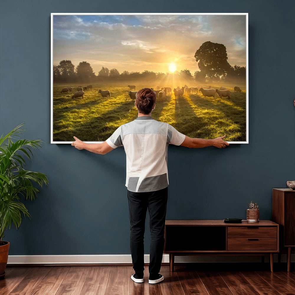 Sheep Wall Art Canvas Print – Rural Farm Animal Artwork