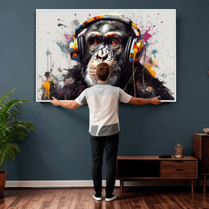 Dj Monkey Wall Art Canvas Print – Colorful Pop Art Banksy