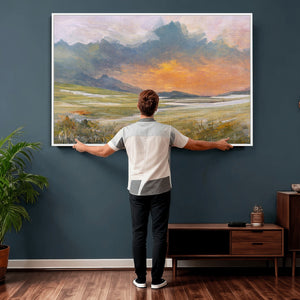 Mountain Sunset Wall Art Canvas Print Vintage Landscape