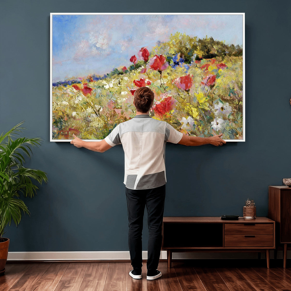 Abstract Mountain Landscape Wall Art Canvas Print – Textured