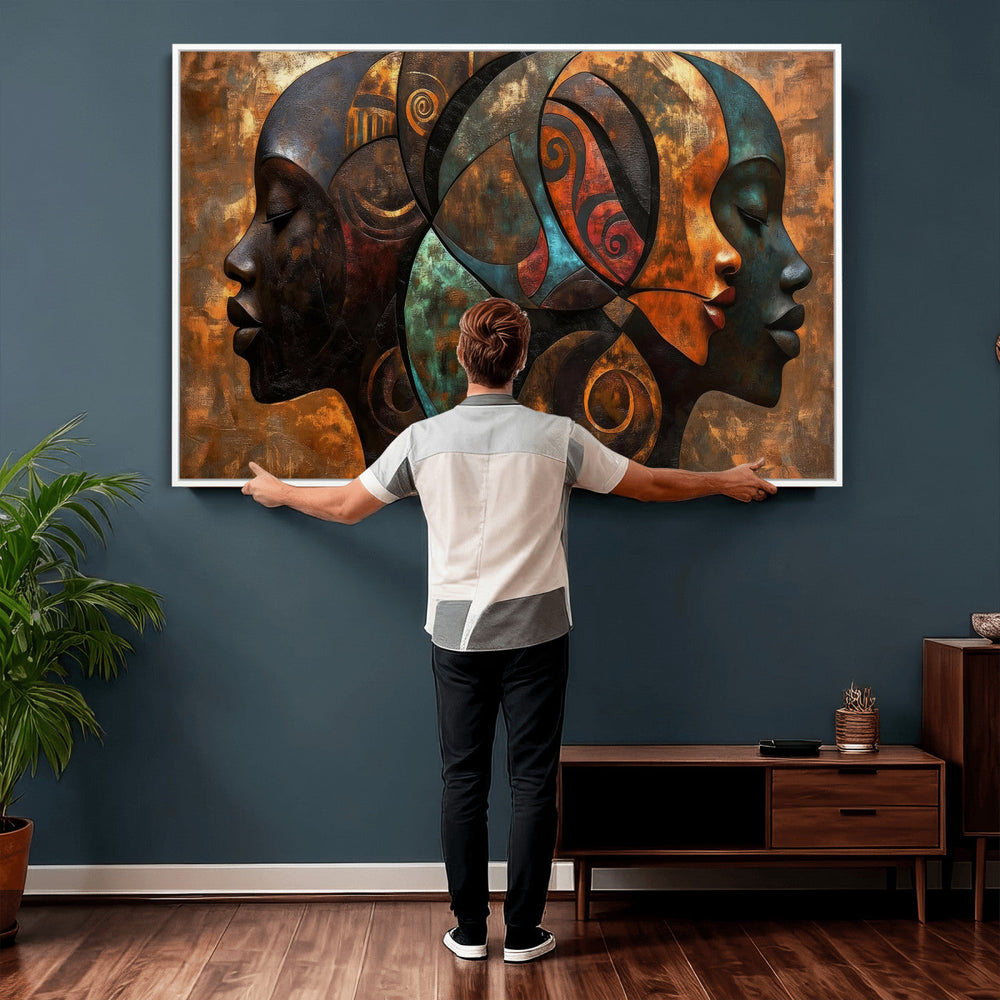 Abstract Afro American Women Wall Art Canvas Print