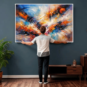 Lyrical Abstraction Wall Art Canvas Print, Orange Blue