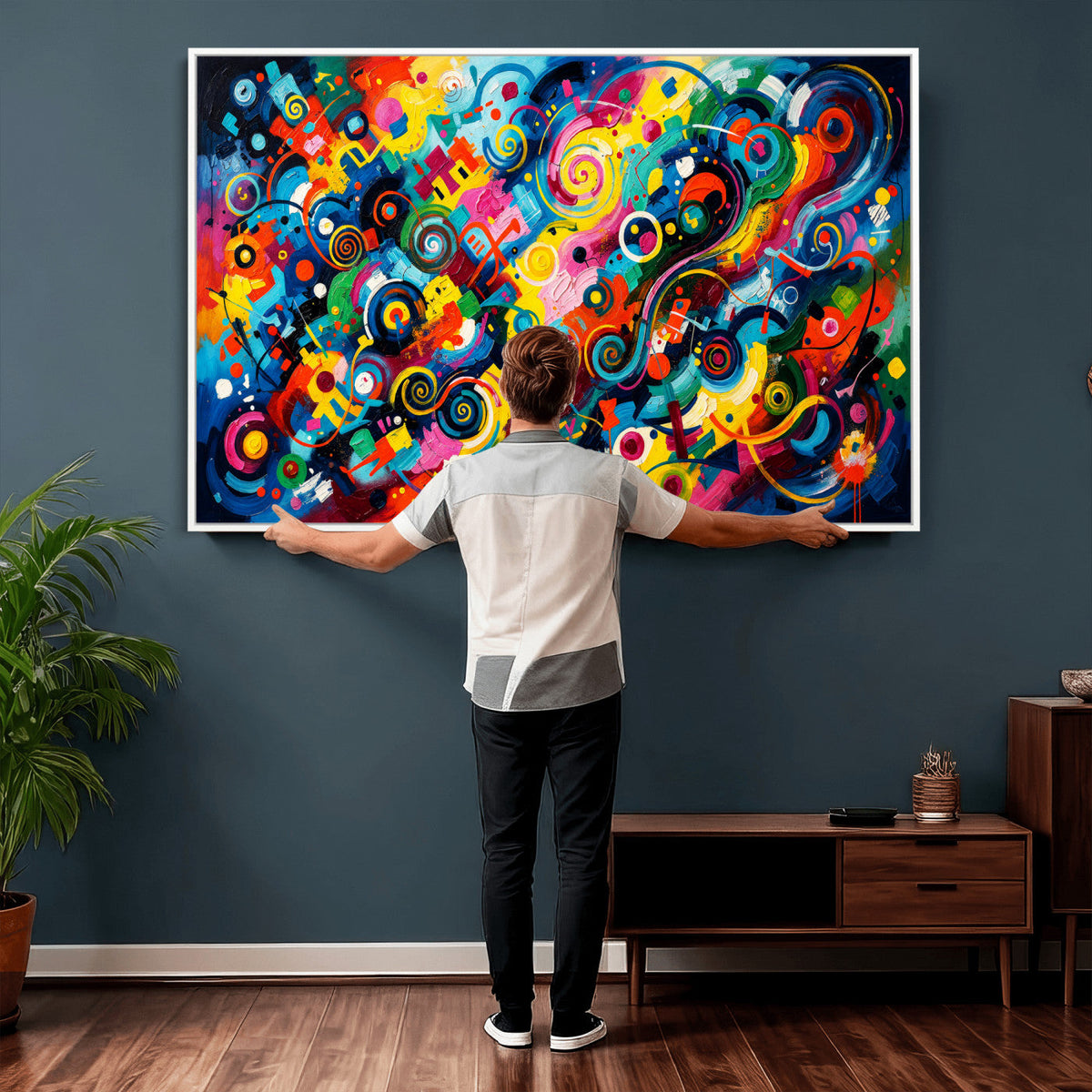 Geometric Abstract Wall Art Canvas Print, Bold Color