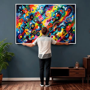Geometric Abstract Wall Art Canvas Print, Bold Color