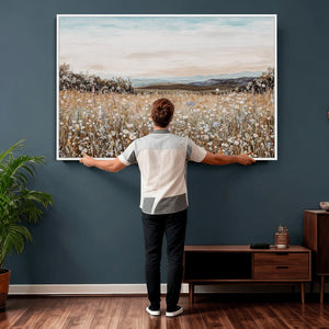 Neutral Wildflower Field Canvas Wall Art — Beige Earth Tone