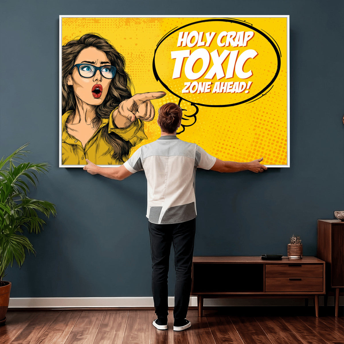 Pop Art Print Bathroom Sign Wall Art Canvas Print — Funny