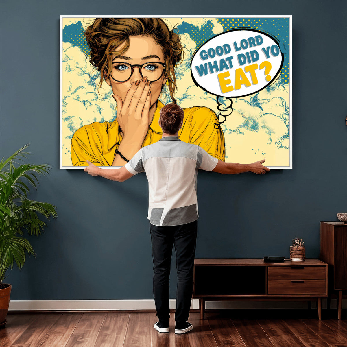 Pop Art Print Bathroom Sign Wall Art Canvas Print — Funny