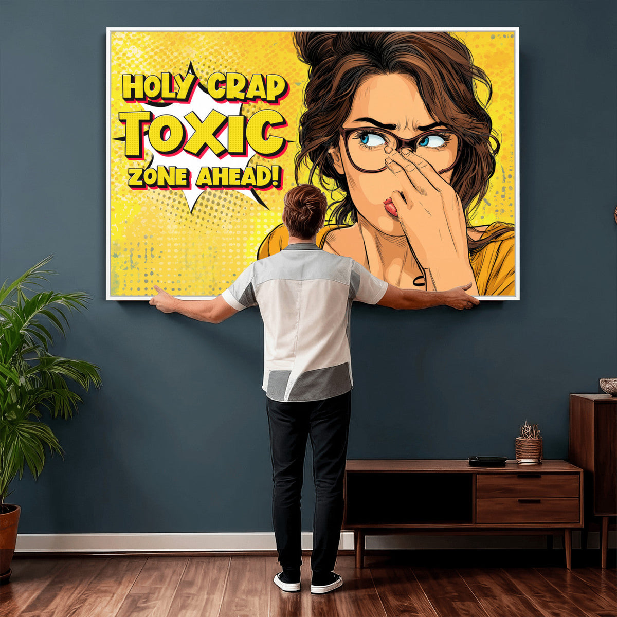 Pop Art Print Bathroom Sign Wall Art Canvas Print — Funny