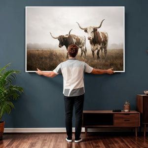 Texas Longhorn Canvas Wall Art Western Bull Desert Moody