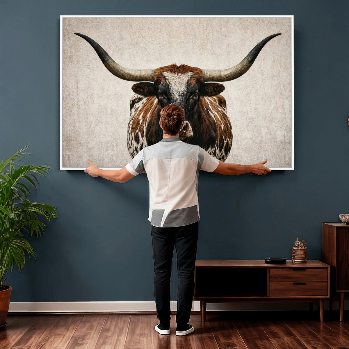 Texas Longhorn Canvas Wall Art Western Bull Desert Moody