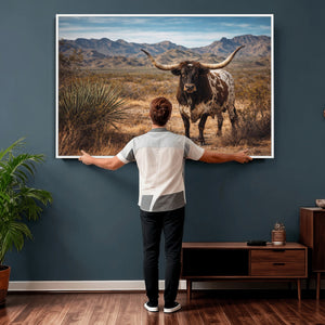 Texas Longhorn Canvas Wall Art Western Bull Desert Moody