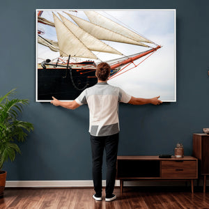 Sailboat Wall Art Canvas Print, Vintage Ship Bow Framed
