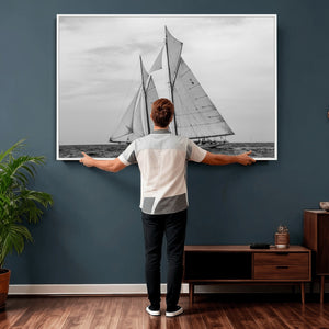 Vintage Sailboat Wall Art Canvas Print, Black and White