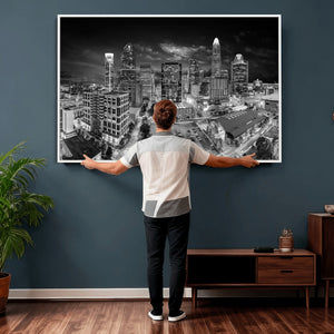 Charlotte Skyline Canvas Wall Art Print – North Carolina Cityscape Photography Print