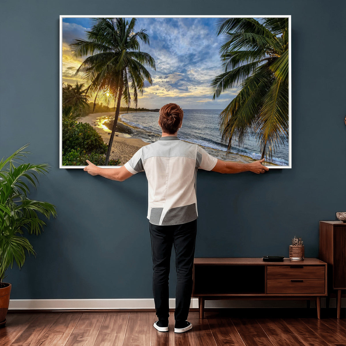 Mar Chiquita Beach Puerto Rico Canvas Wall Art, Manati Caribbean Coastal Photography Print, Tropical Ocean Sunset Decor