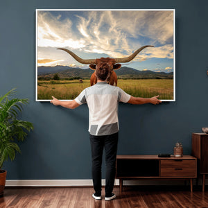 Texas Longhorn Canvas Wall Art – Majestic Triptych Animal