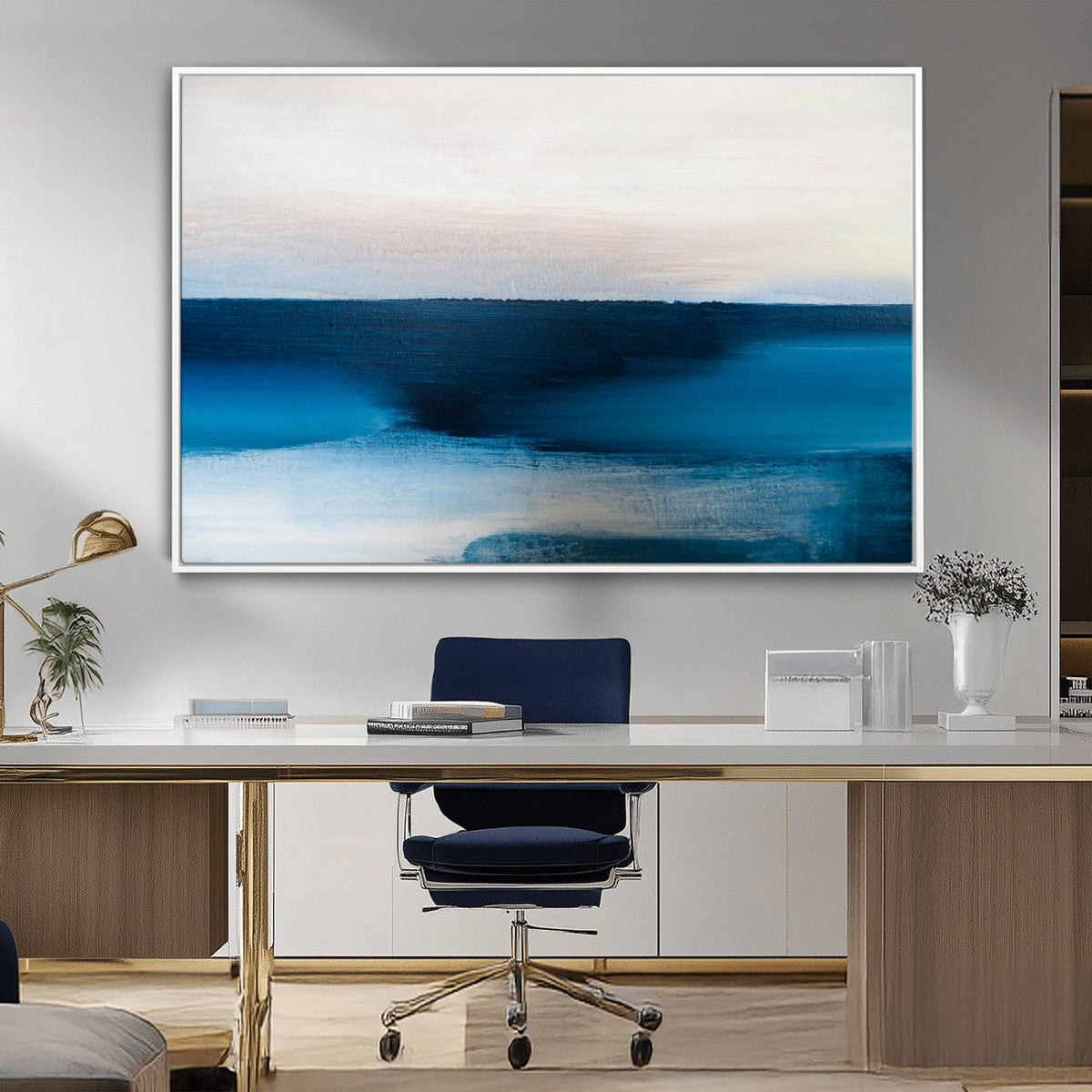 Dark Blue Abstract Wall Art Canvas Print