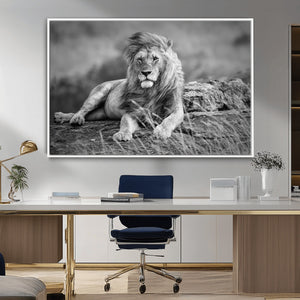 King Forest Lion Wall Art Canvas Print – Framed Majestic