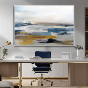 Abstract Landscape Wall Art Canvas | 3 Panel Modern Blue,