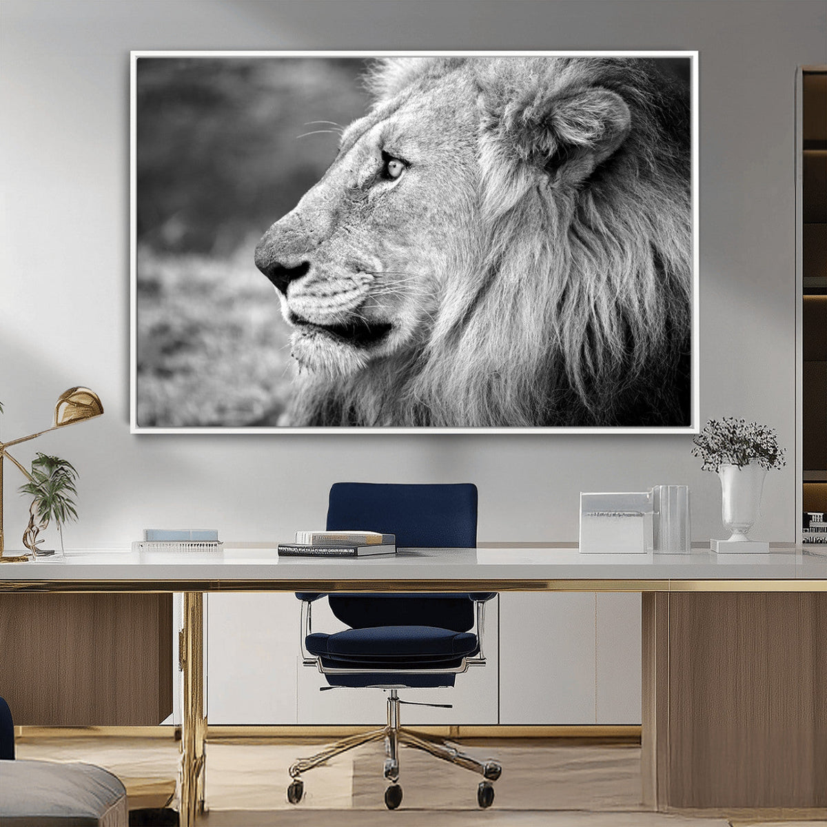 Lion Wall Art Canvas Print – Framed Majestic Wildlife