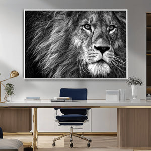 Black and White Lion Canvas Wall Art Print – Wildlife