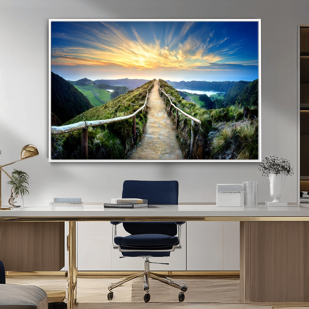 Mountain and Sunset Wall Art Canvas Print