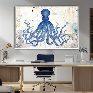 Octopus Canvas Wall Art | Coastal Marine Life Artwork for