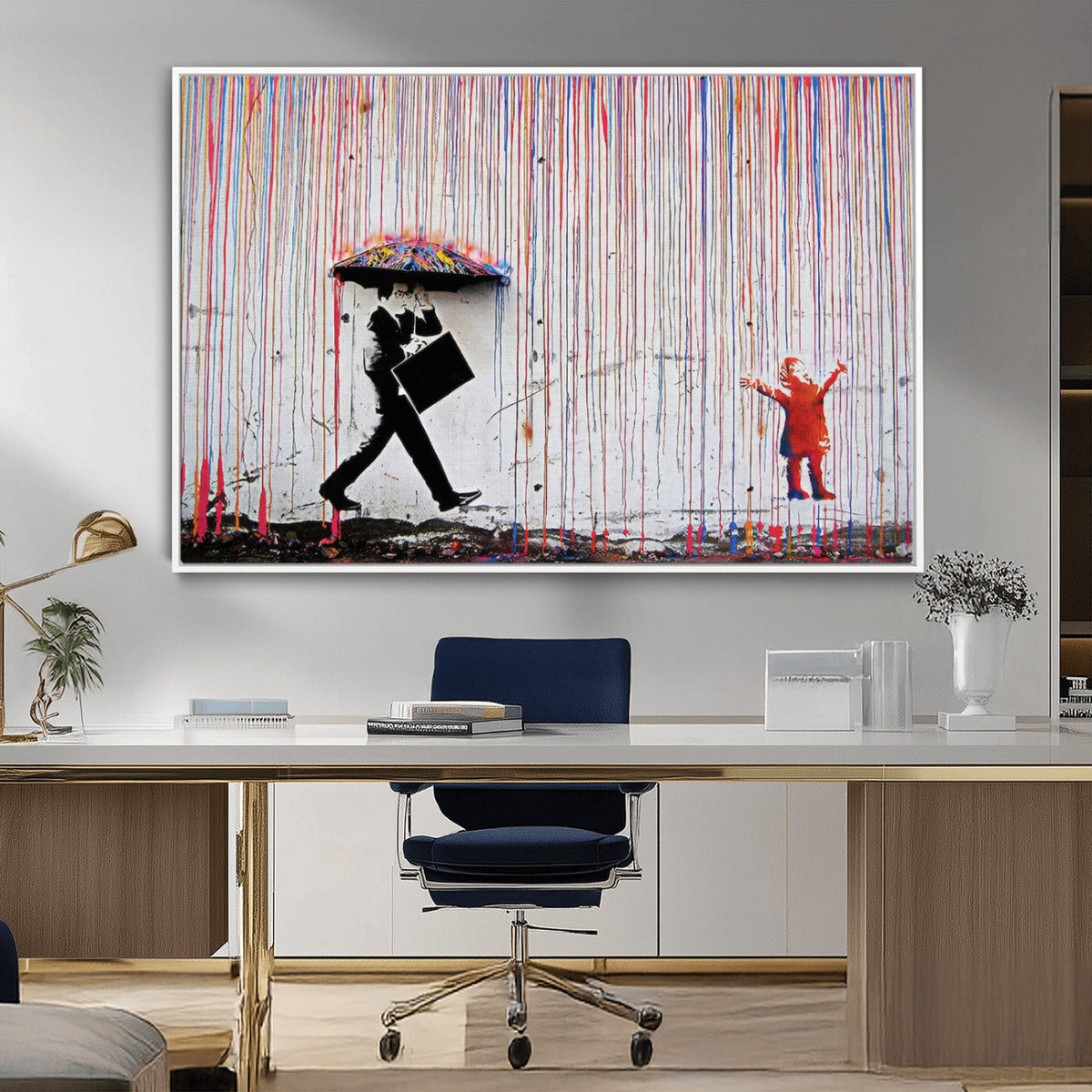 Banksy Wall Art Canvas Print, Framed Graffiti Art Picture
