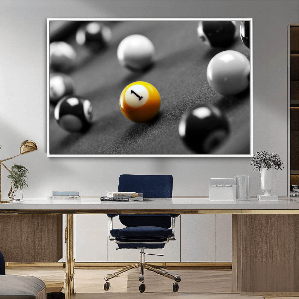Wall Art Pool Table and Balls Canvas Print