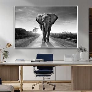Black and White Elephant Wall Art Canvas Print