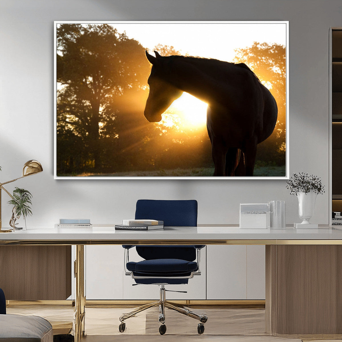 Horse at Sunset Wall Art Animal Canvas Print