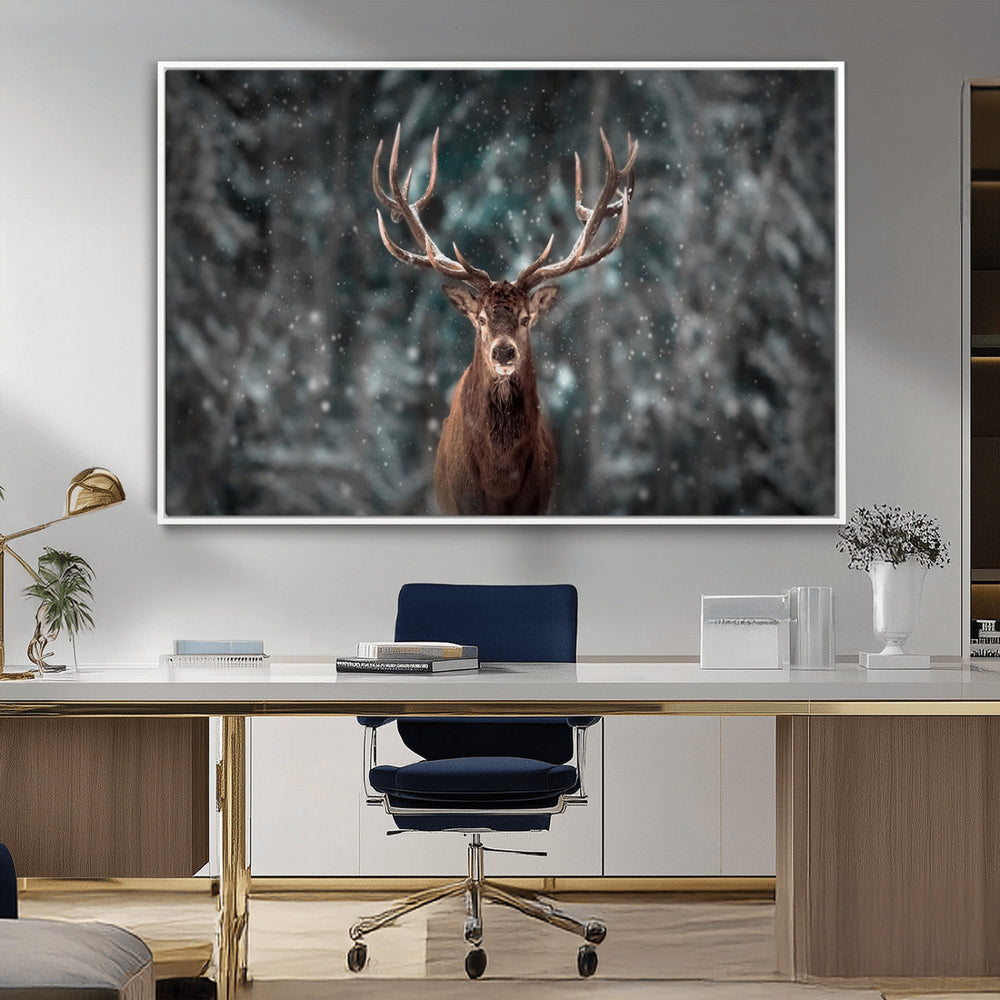 Wall Art Deer Art Animal Canvas, Framed Wall Art Deer Canvas