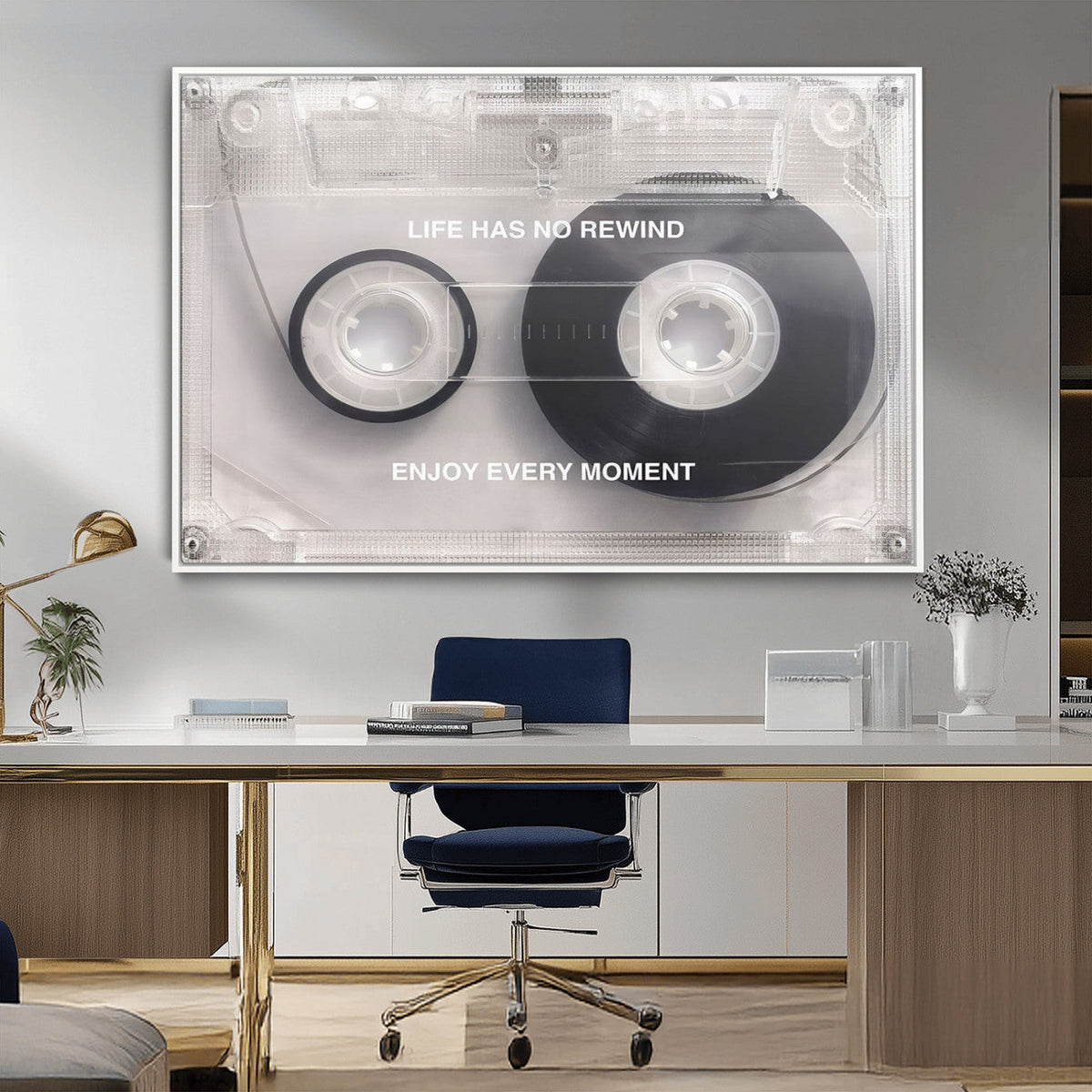 Vintage Cassette Tape Canvas Wall Art - Inspirational 'Life