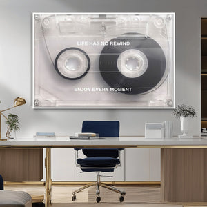 Vintage Cassette Tape Canvas Wall Art - Inspirational 'Life