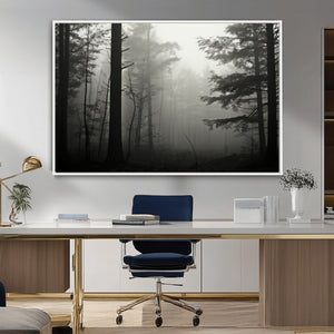 Misty Forest Wall Art Premium Canvas Print a Foggy and