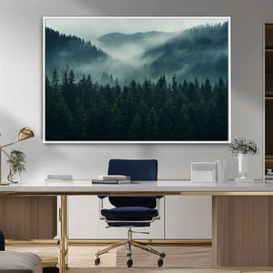 Captivating Misty Forest Wall Art Premium Canvas Print,