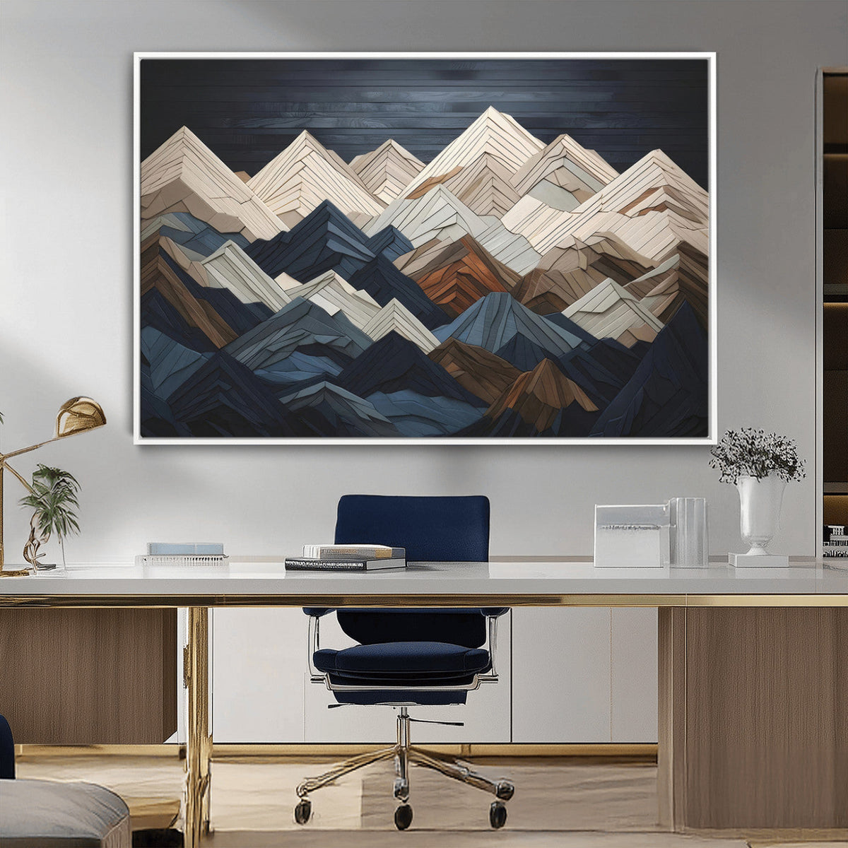 Mountain Wall Art – Modern Geometric Landscape Canvas Print,
