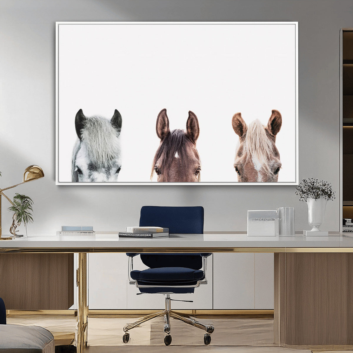 Horse Wall Art - Minimalist Horse Triptych Wall Art – Modern