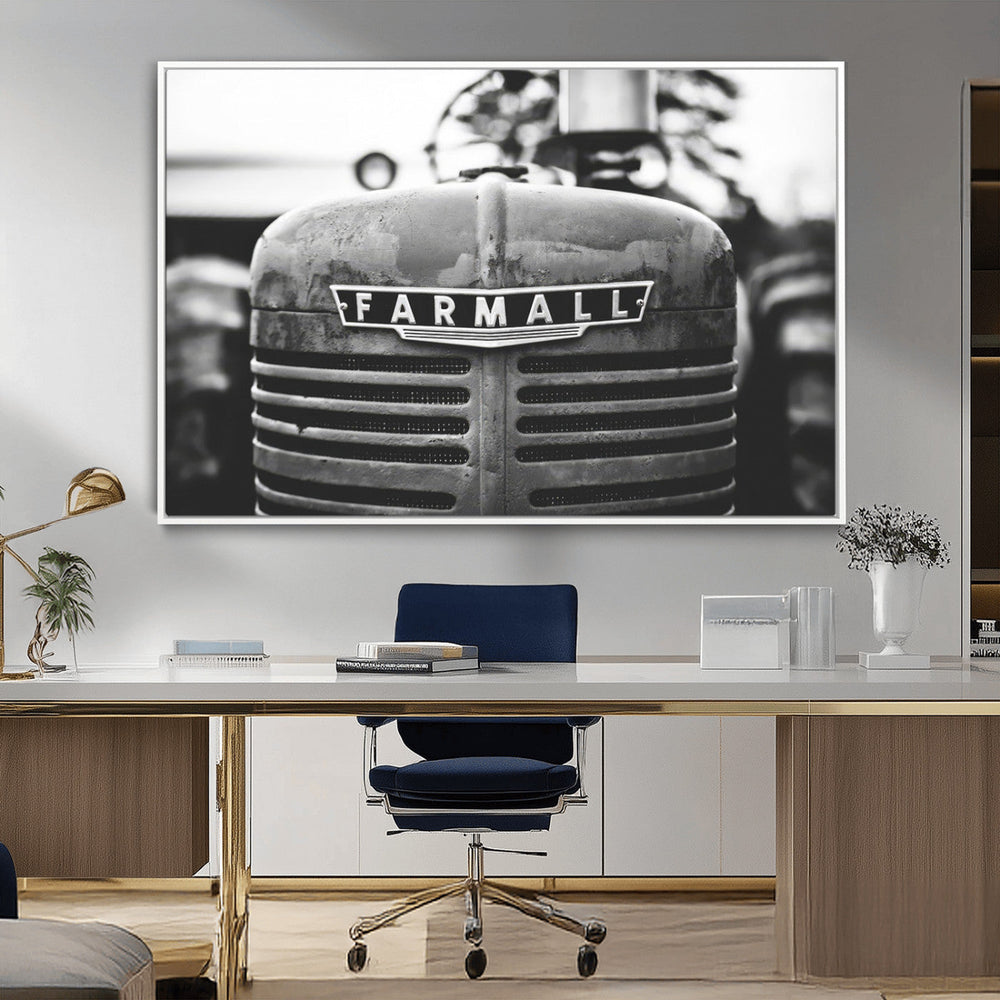 Vintage Farmall Tractor Wall Art Canvas Print, Rustic