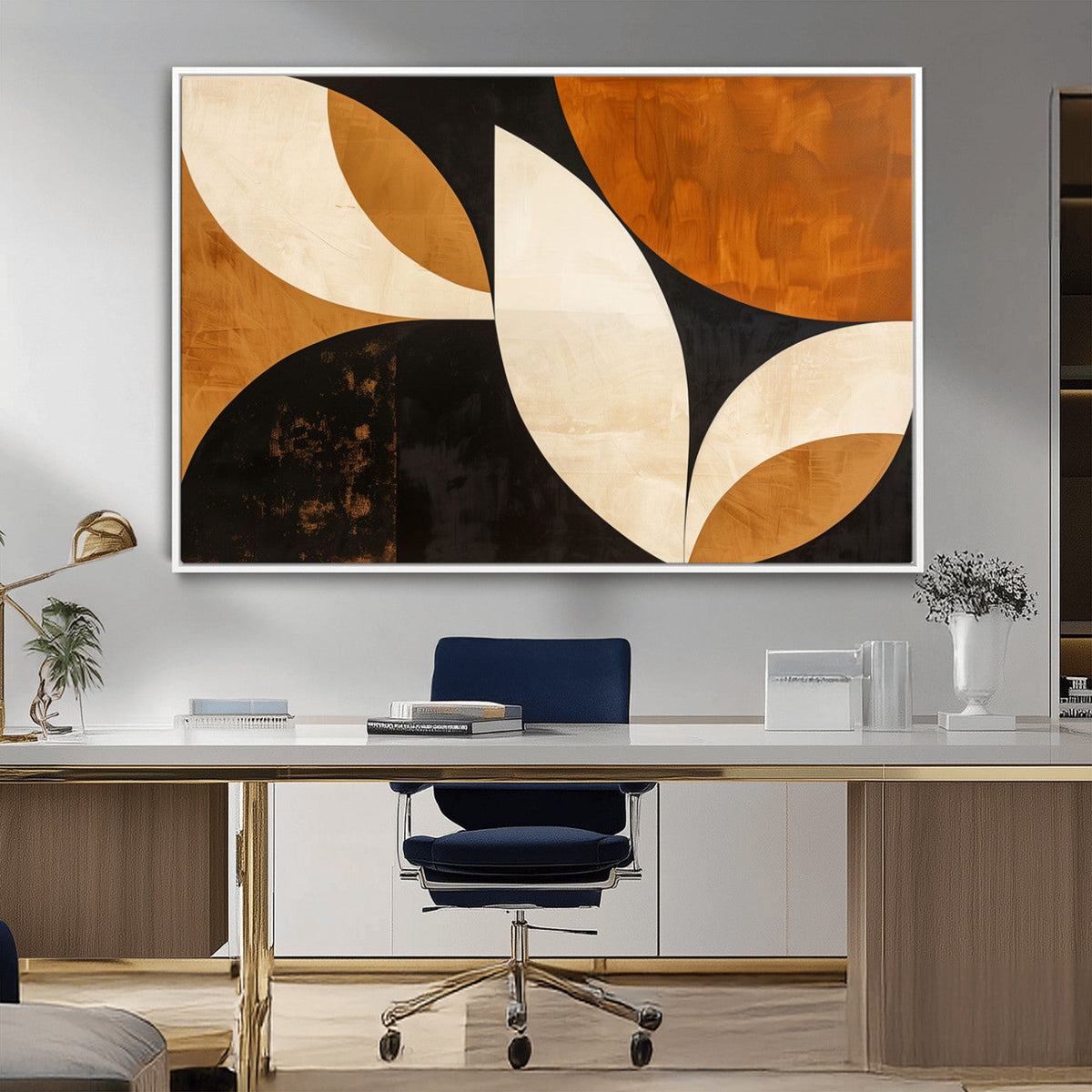 Geometric Abstract Wall Art Canvas Print, Mid Century Modern
