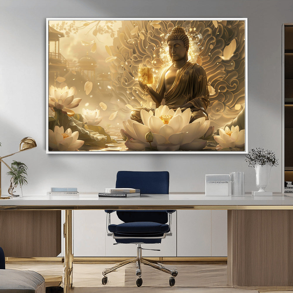 Golden Buddha Wall Art | Yoga Room Decor and Meditation Room