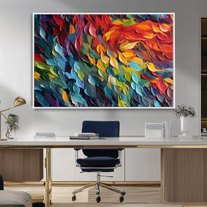 Vibrant Abstract Leaf Wall Art Canvas Print | Bold Colorful