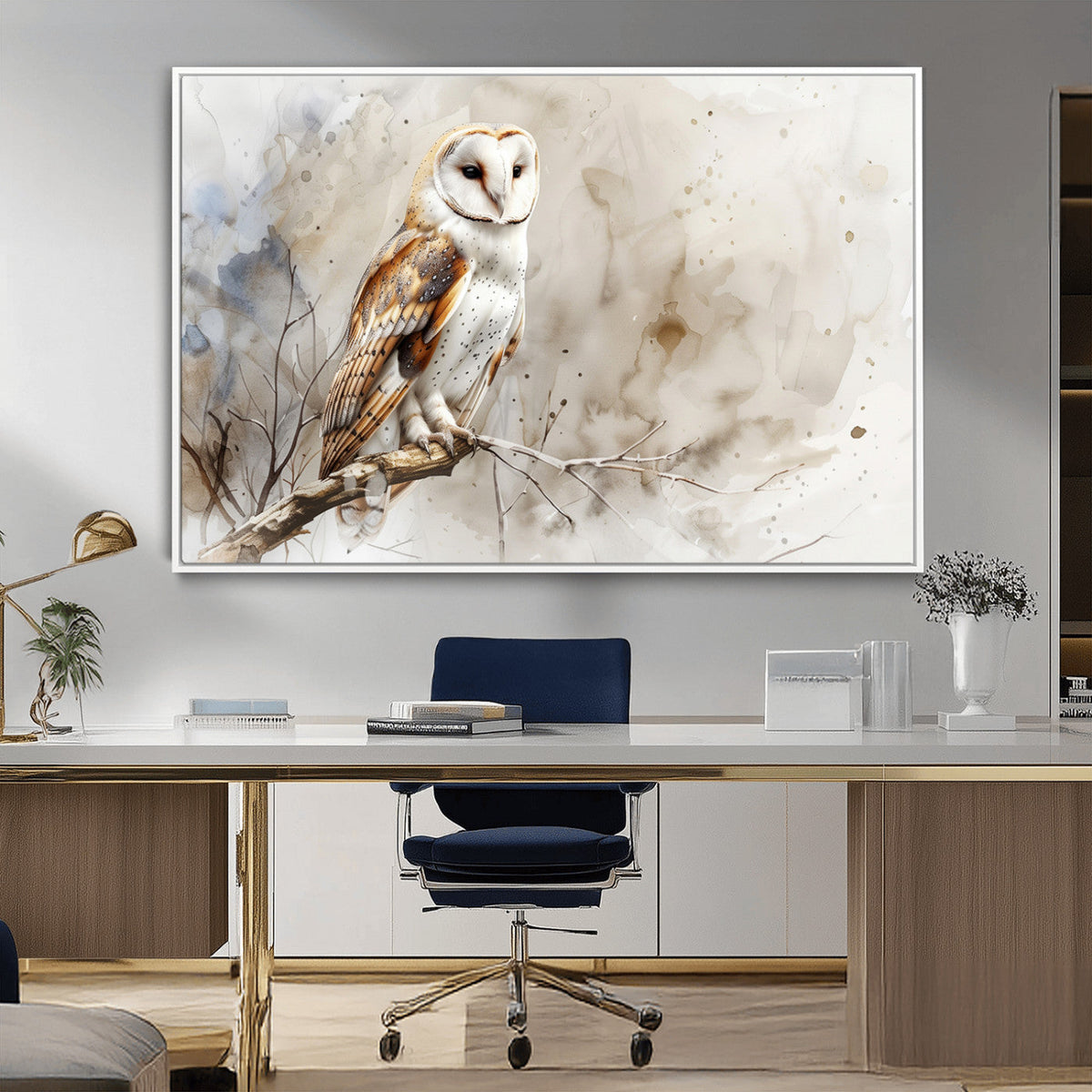Barn Owl Wall Art | Watercolor Canvas Print | Perfect for