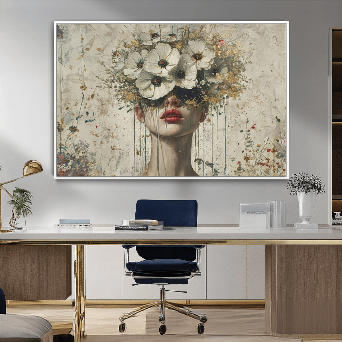 Abstract Floral Women Patel Wall Art Canvas Print