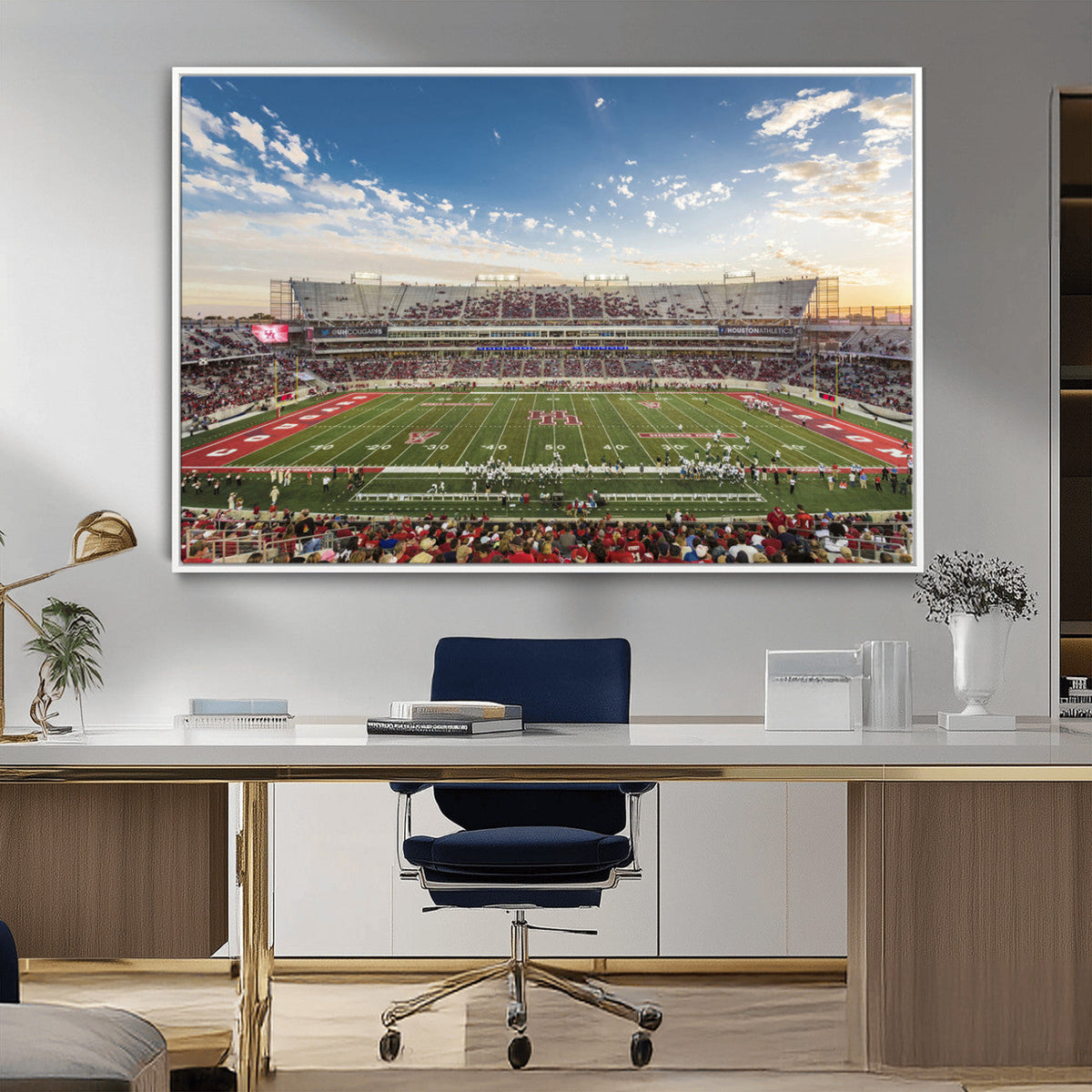 Framed Houston Cougars Football Team Print - Houston TDECU